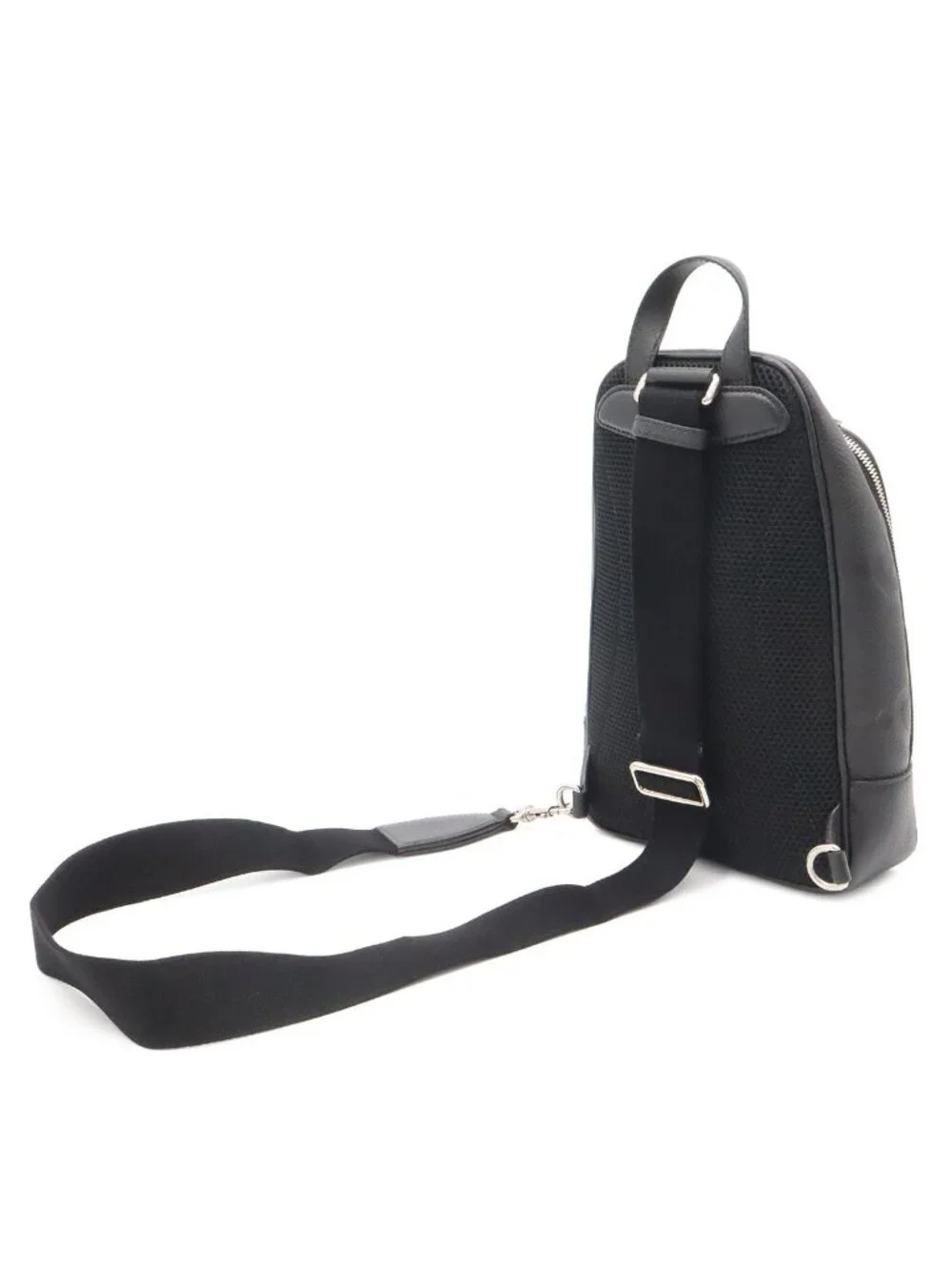 Gucci Jumbo GG Cross Belt Bag Crossbody Leather Black Silver